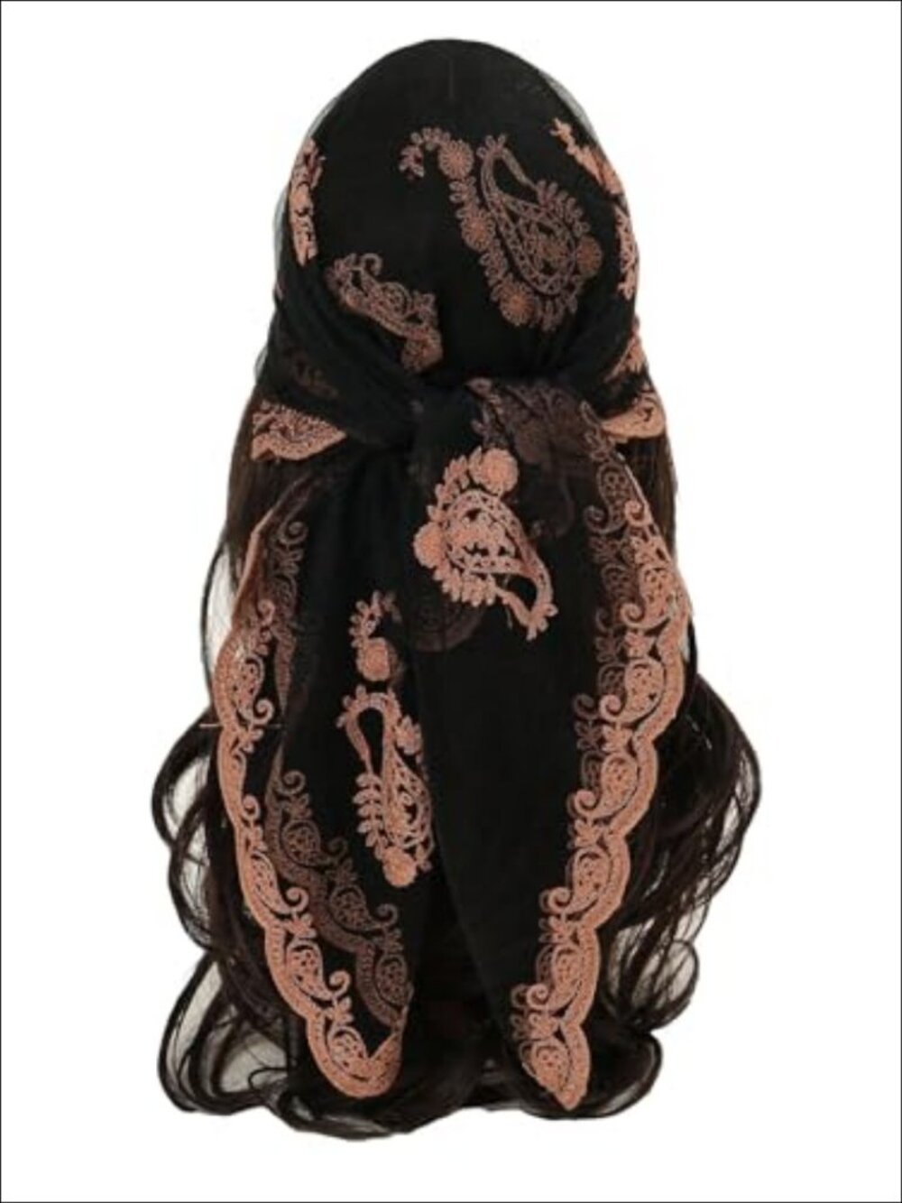 Floral Embroidery Sheer Lace Hair Scarf Bandana Headband